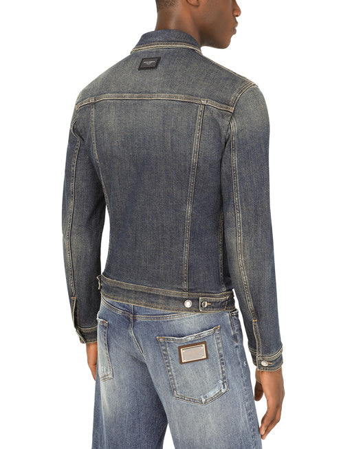 STRETCH LIGHT BLUE WASH DENIM JACKET