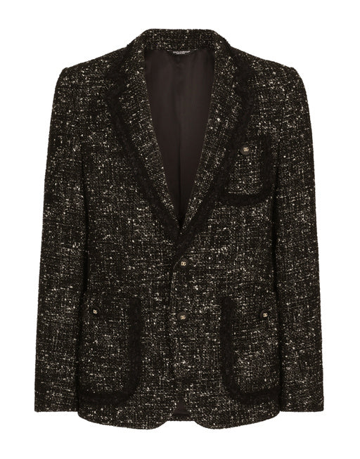 ALPACA AND WOOL RUSH-STITCH SINGLE-BREASTED JACKET