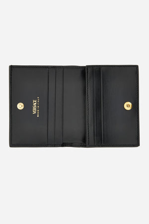Versace Tag Bifold Wallet In Calf Leather
