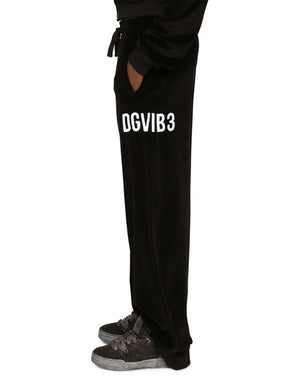 COTTON CHENILLE JOGGING PANTS WITH DGVIB3 EMBROIDERY