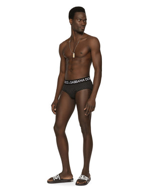 TWO-WAY STRETCH JERSEY BRANDO BRIEFS WITH POLKA-DOT PRINT
