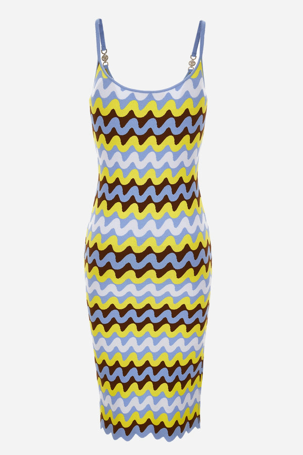Knit Dress In Wave Compact Stretch Viscose