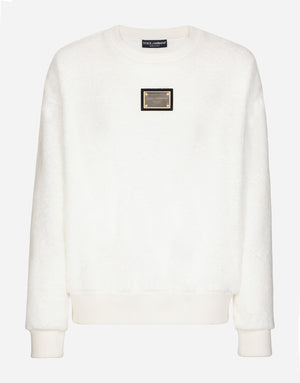 ROUND-NECK TERRYCLOTH SWEATSHIRT WITH LOGO TAG