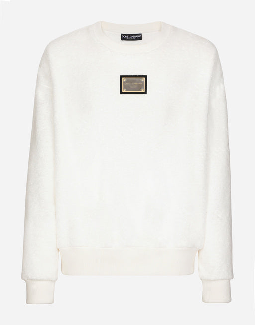 ROUND-NECK TERRYCLOTH SWEATSHIRT WITH LOGO TAG