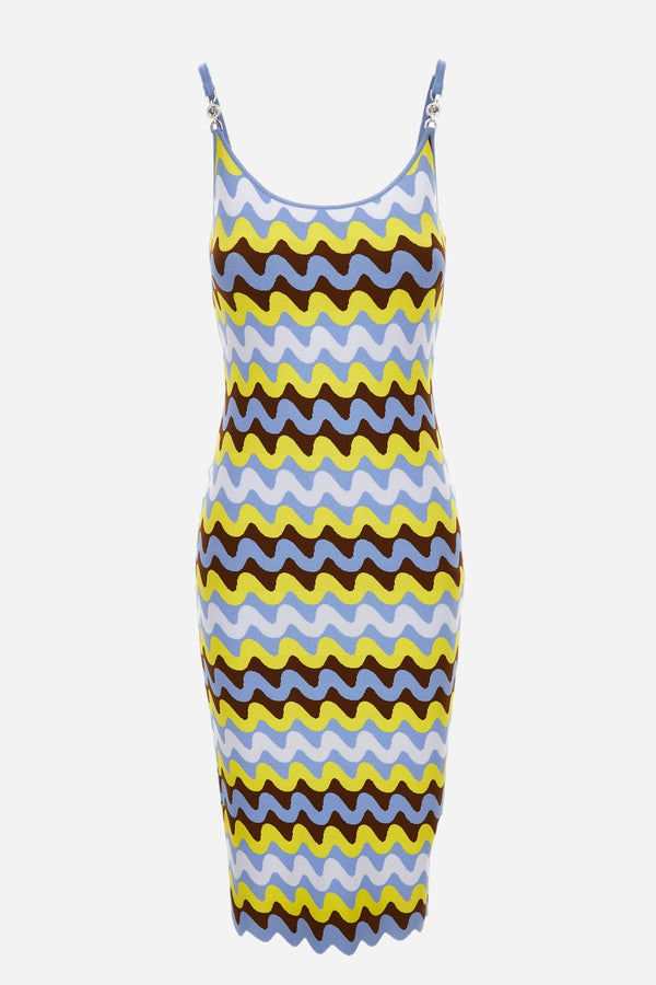 Knit Dress In Wave Compact Stretch Viscose