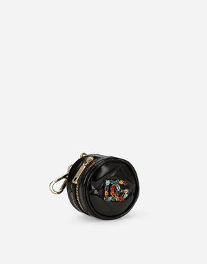 PATENT LEATHER COIN POCKET AND RHINESTONE-DETAILED DG LOGO