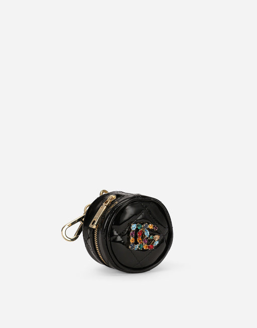 PATENT LEATHER COIN POCKET AND RHINESTONE-DETAILED DG LOGO