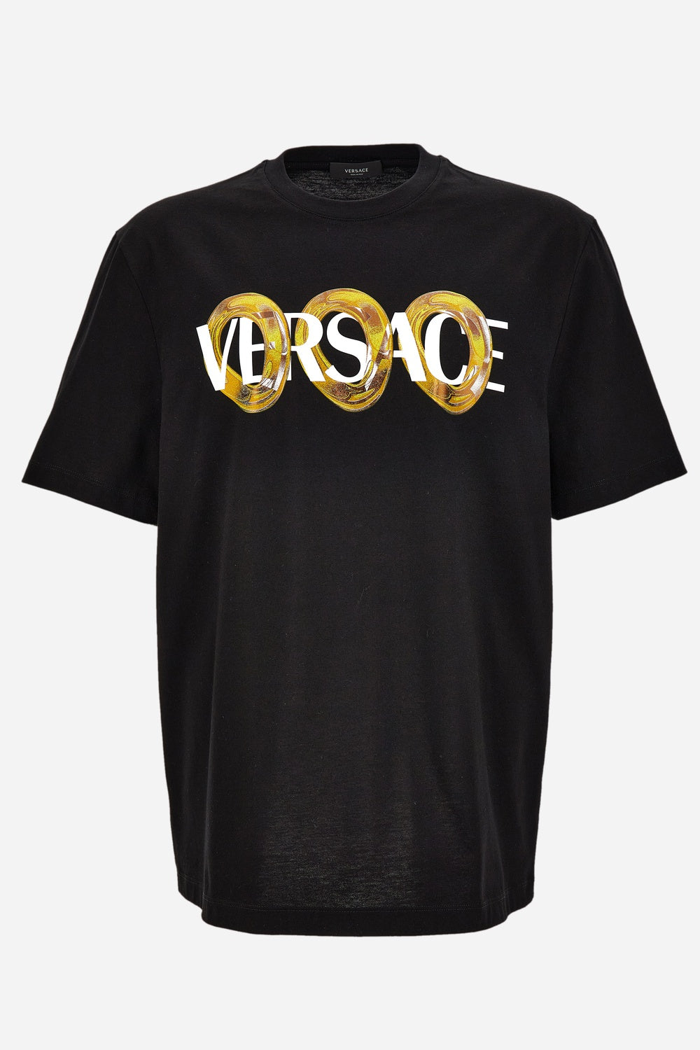 T-Shirt In Compact Cotton Jersey Fabric-Maxi Chain Logo Print