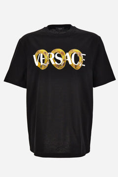 T-Shirt In Compact Cotton Jersey Fabric-Maxi Chain Logo Print