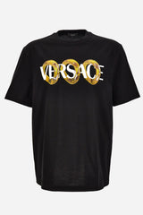 T-Shirt In Compact Cotton Jersey Fabric-Maxi Chain Logo Print