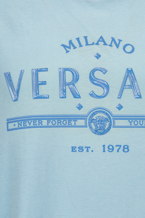 T-Shirt In Compact Cotton Jersey Fabric-Never Forget Versace Print