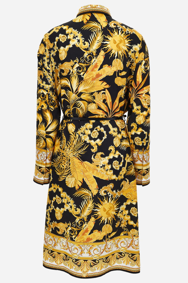 Dress In Twill Poly Barocco Palm Print