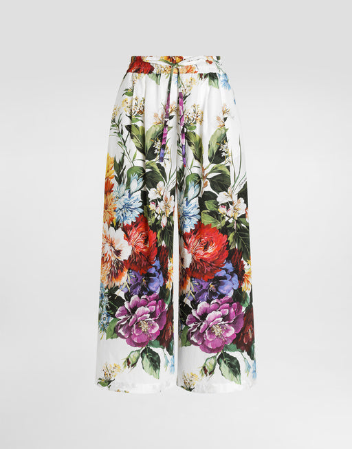 POPLIN PANTS WITH BOUQUET FLOWER PRINT