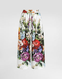POPLIN PANTS WITH BOUQUET FLOWER PRINT