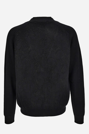 Knit Sweater In Barocco Leafy Jacquard Wool Blend