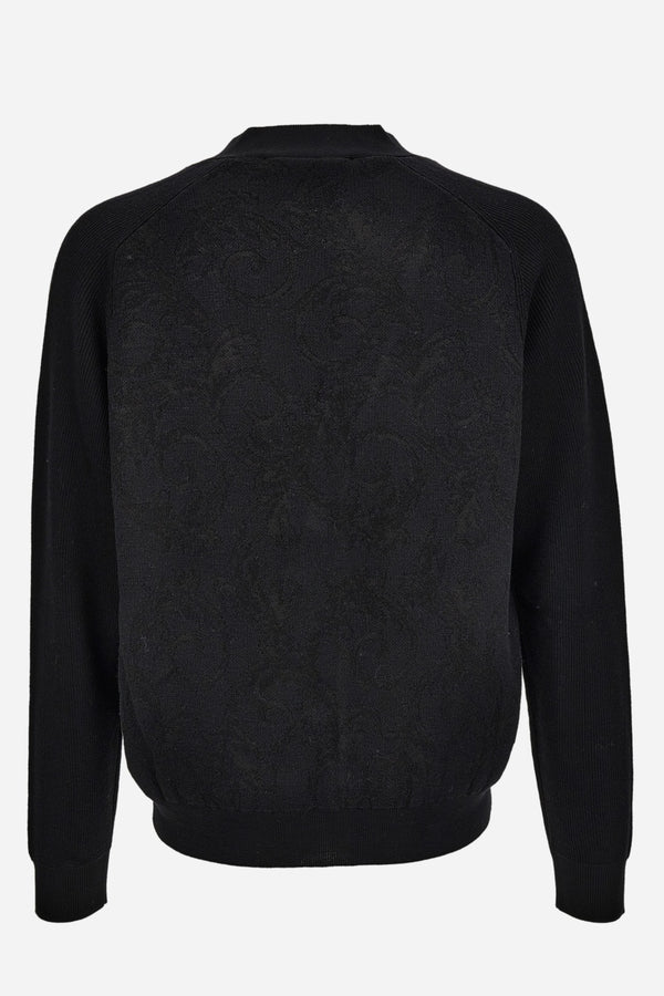 Knit Sweater In Barocco Leafy Jacquard Wool Blend