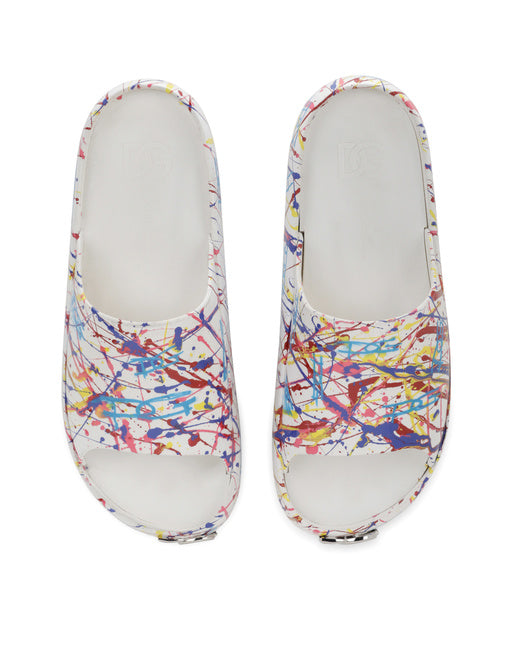 BEACHWEAR SLIDERS WITH COLOR SPLASH PRINT