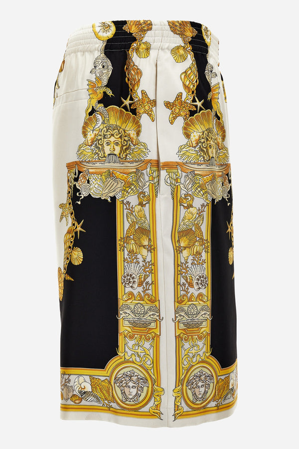 Shorts In Silk Twill  Coral Theatre Print