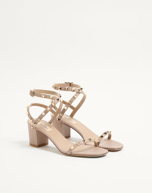 SANDALO ROCKSTUD IN VITELLO STAMPA ALCE CON CINTURINI 60MM