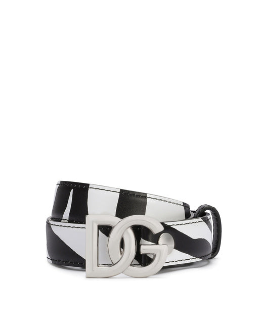 PRINTED CALFSKIN BELT WITH DG LOGO