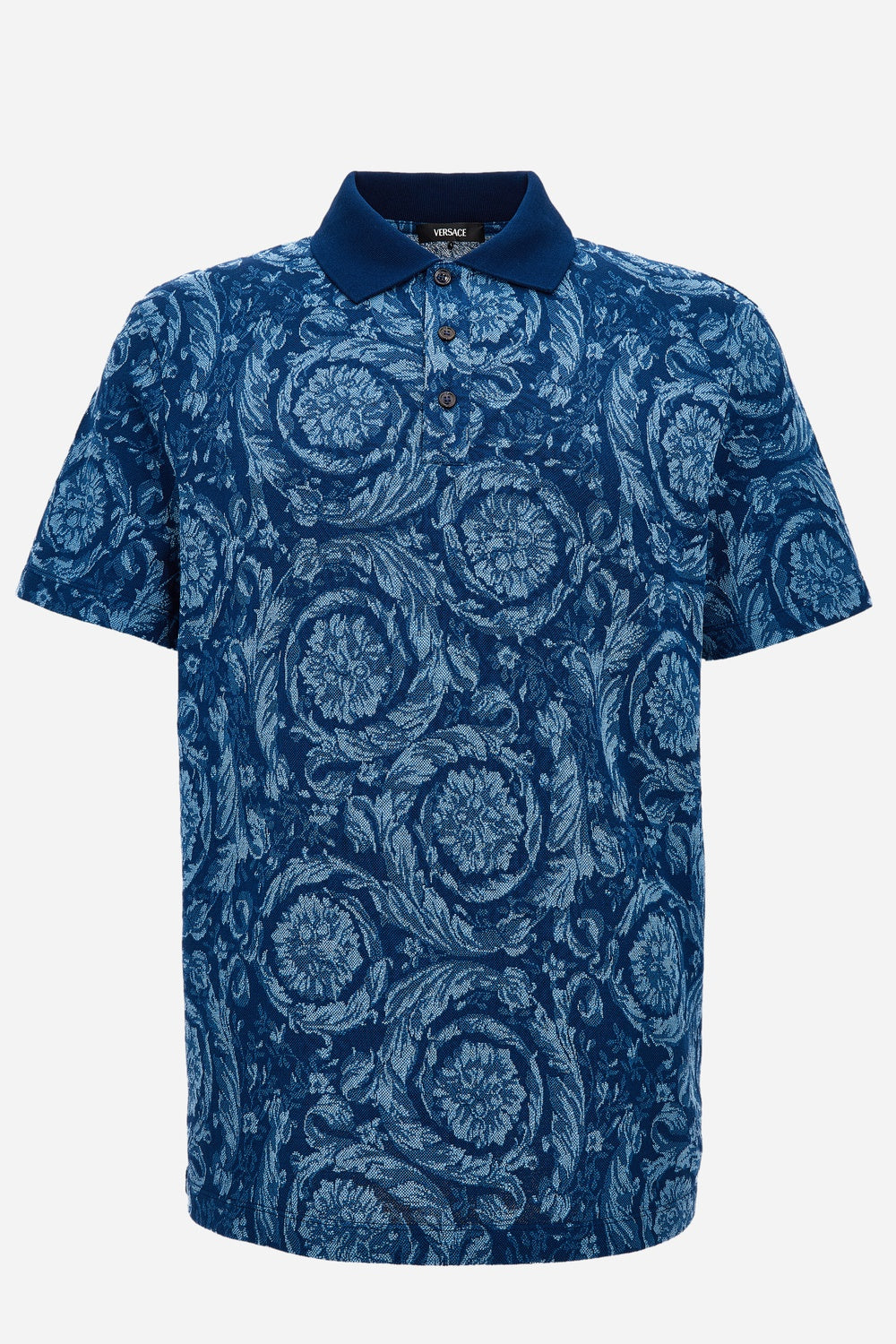 Polo In Barocco Jacquard Piquet Fabric