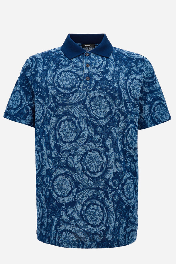 Polo In Barocco Jacquard Piquet Fabric