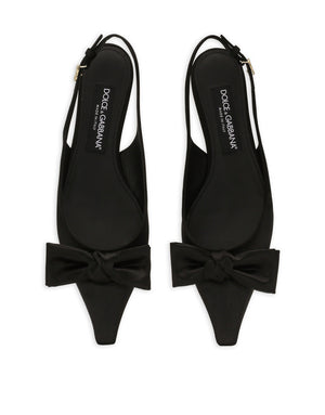 SATIN SLINGBACKS WITH BOW DETAIL