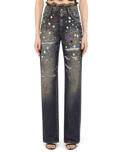 DENIM JACKET WITH RHINESTONE DETAILS