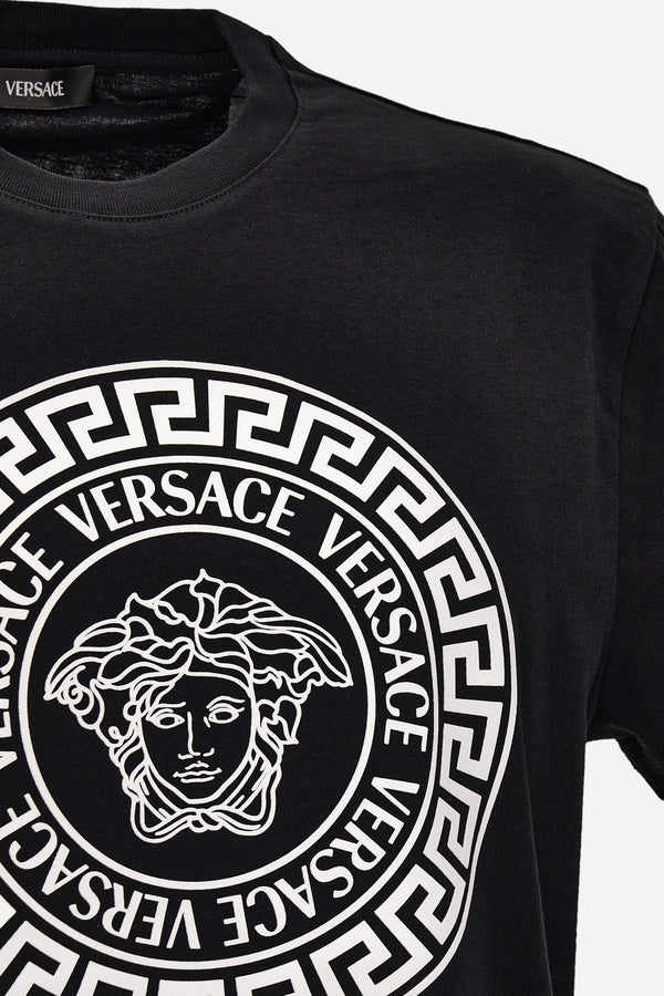 T-Shirt In Jersey Fabric-Medusa Versace Greca Print