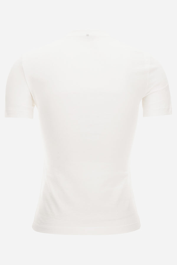 T-Shirt In Cotton Jersey Fabric With Medusa Rhinestone Embroidery-Studs