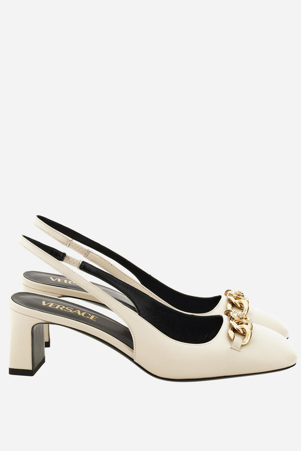 Icon Chain Sling Back  In Calf Leather