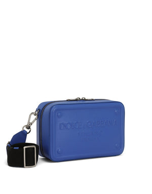 CALFSKIN LEATHER SHOULDER BAG WITH EMBOSSED LOGO