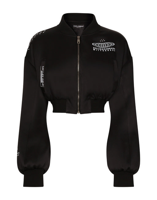 SHORT SATIN BOMBER JACKET WITH DGVIB3 PRINT