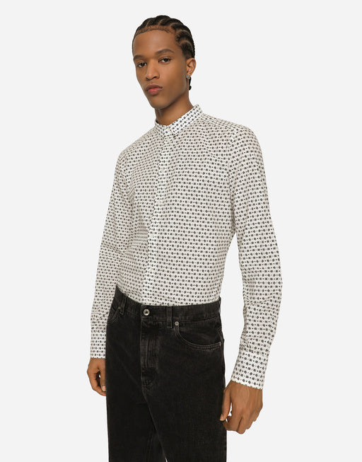 POPLIN GOLD-FIT SHIRT WITH DG LOGO PRINT