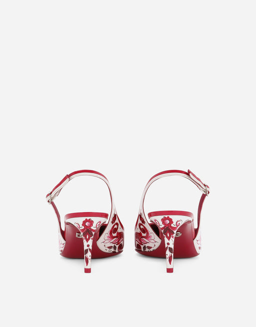PRINTED POLISHED CALFSKIN SLINGBACKS