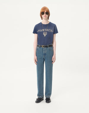 Pantalone In Denim Con Cabochons