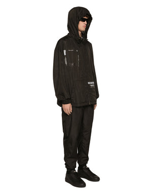 HOODED NYLON JACKET WITH DGVIB3 PRINT