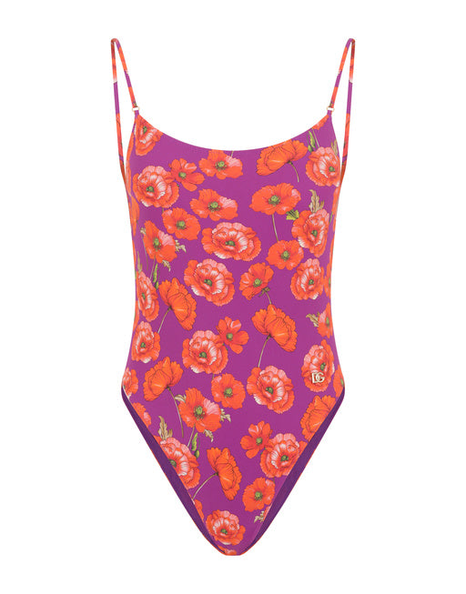 POPPY-PRINT ONE-PIECE SWIMSUIT