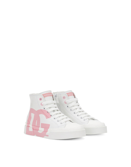 CALFSKIN PORTOFINO HIGH-TOP SNEAKERS WITH DG LOGO