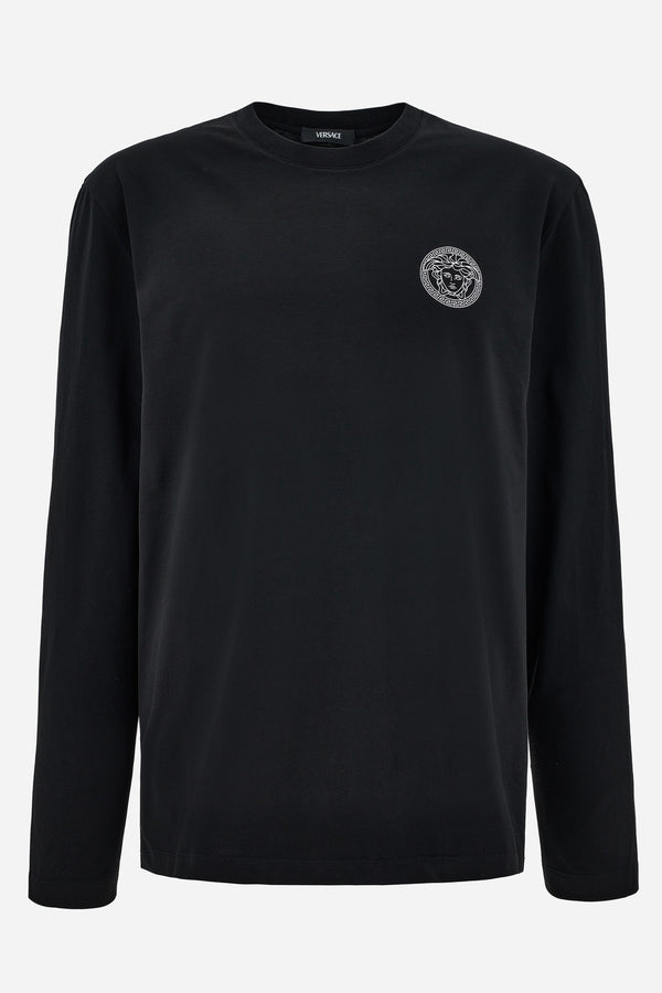 T-Shirt In Jersey Fabric-Greca Medusa Print