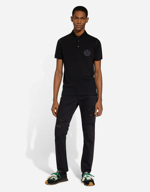 COTTON POLO-SHIRT WITH DG LOGO EMBROIDERY