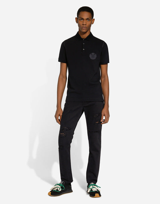 COTTON POLO-SHIRT WITH DG LOGO EMBROIDERY