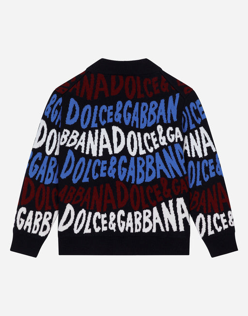 WOOL JACQUARD CARDIGAN WITH DOLCE&GABBANA LOGO