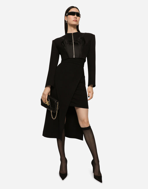CALF-LENGTH SKIRT WITH JERSEY MINI SKIRT