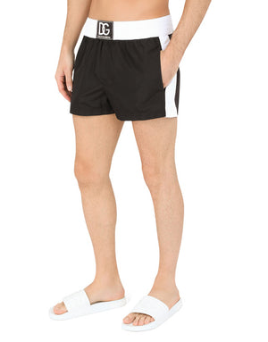 TWO-TONE SHORT SWIM TRUNKS WITH DG PATCH