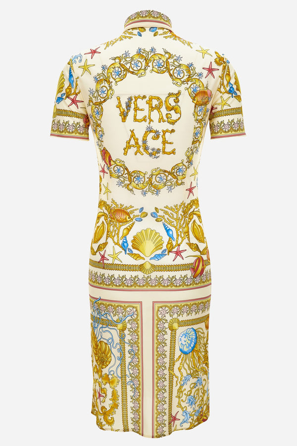 Dress In Underwater Barocco Foulard On Responsible Viscose Liquid Jersey