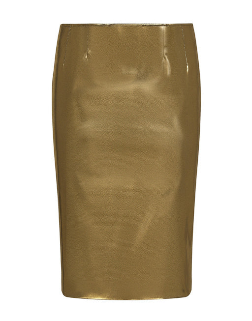 FOILED SATIN CALF-LENGTH SKIRT