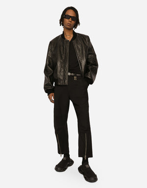 FAUX LEATHER JACKET WITH BRANDED TAG