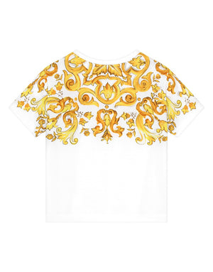 JERSEY T-SHIRT WITH YELLOW MAJOLICA PRINT AND DG LOGO