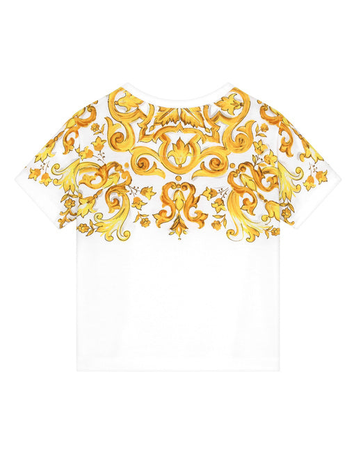 JERSEY T-SHIRT WITH YELLOW MAJOLICA PRINT AND DG LOGO